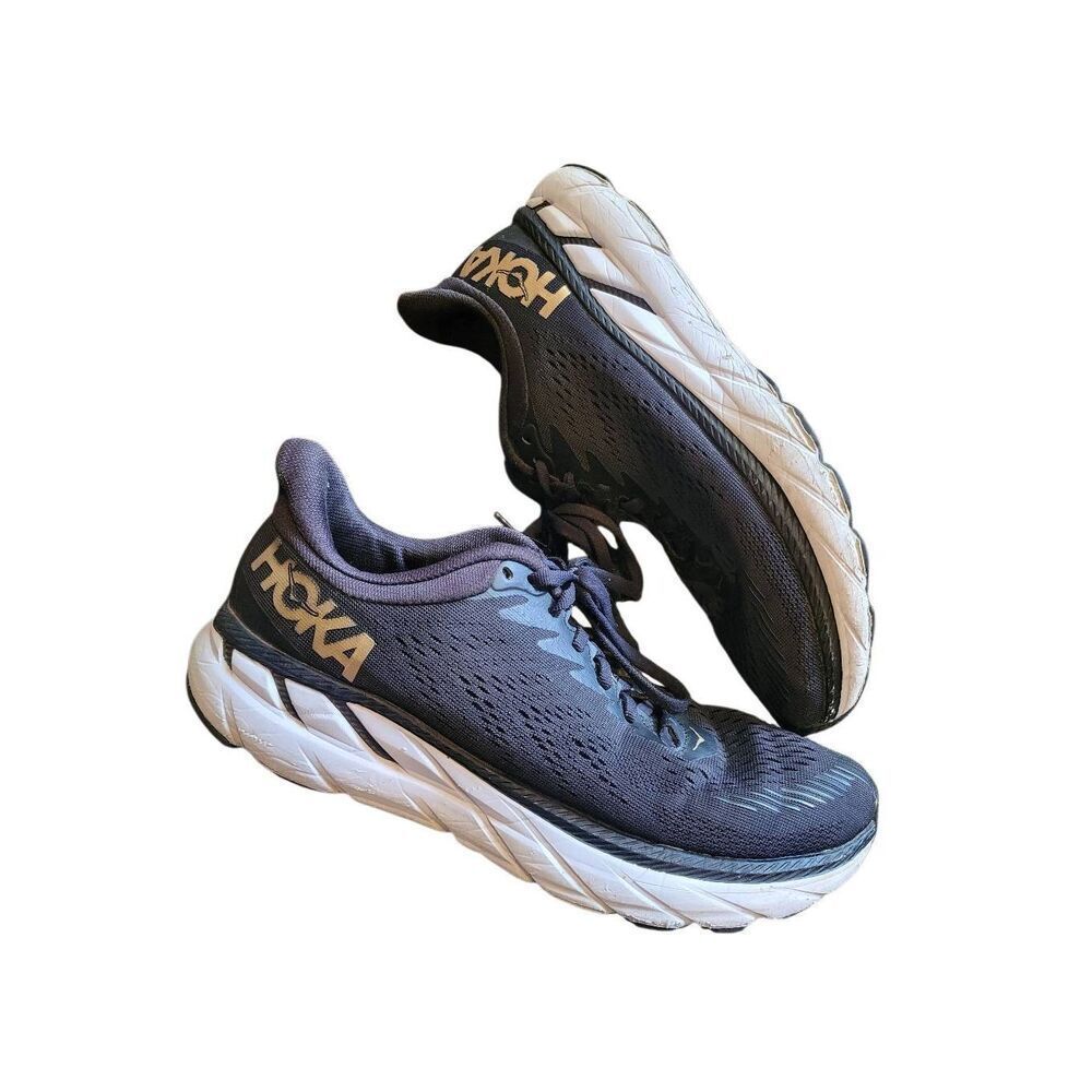 Hoka Sneakers Women's 9.5 Black Bronze Clifton 7 Running Walking Lightweight